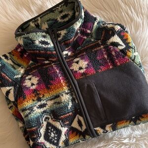 Unique Patterned Fleece Jacket M
